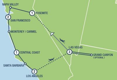 Map showing the Tour regions